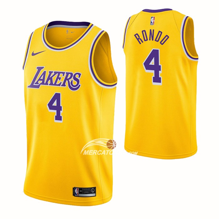 Maglia Los Angeles Lakers Rajon Rondo NO 4 Icon Giallo